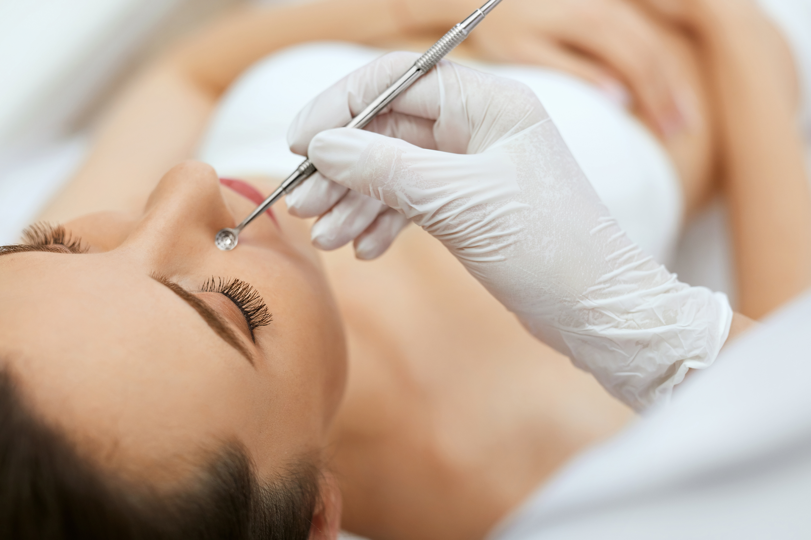 Beauty. Woman On Mechanical Facial Cleansing At Cosmetology. Closeup Of Face Skin Care Procedure For Young Female. High Resolution